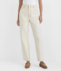 Rivete Petite Curvy High Rise Straight Jeans Ecru