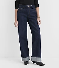 Rivete Selvedge Curvy Cuffed High Rise Wide Leg Jeans Nova Wash