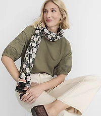 Lace Trim Puff Sleeve Sweatshirt