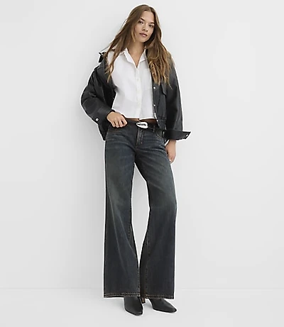 Rivete Tall Low Rise Wide Leg Jeans Lune Wash