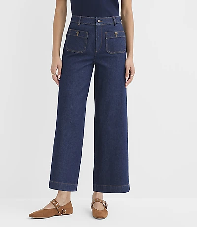 Curvy Palmer Denim Wide Leg Pants Classic Rinse Wash