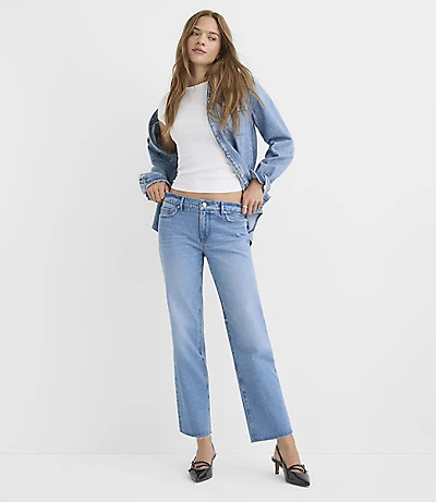 Rivete Tall Fresh Cut Low Rise Straight Jeans Medium Light Authentic Indigo