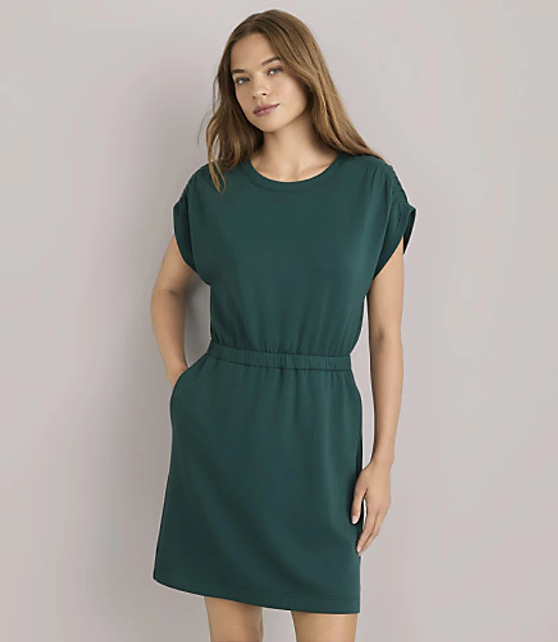 Lou & Grey Scubasoft Cinched Shoulder Mini Pocket Dress