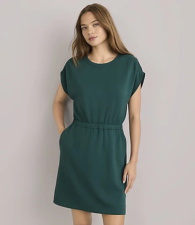 Lou & Grey Scubasoft Cinched Shoulder Mini Pocket Dress