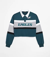 The Wild Collective Philadelphia Eagles Cropped Polo Top