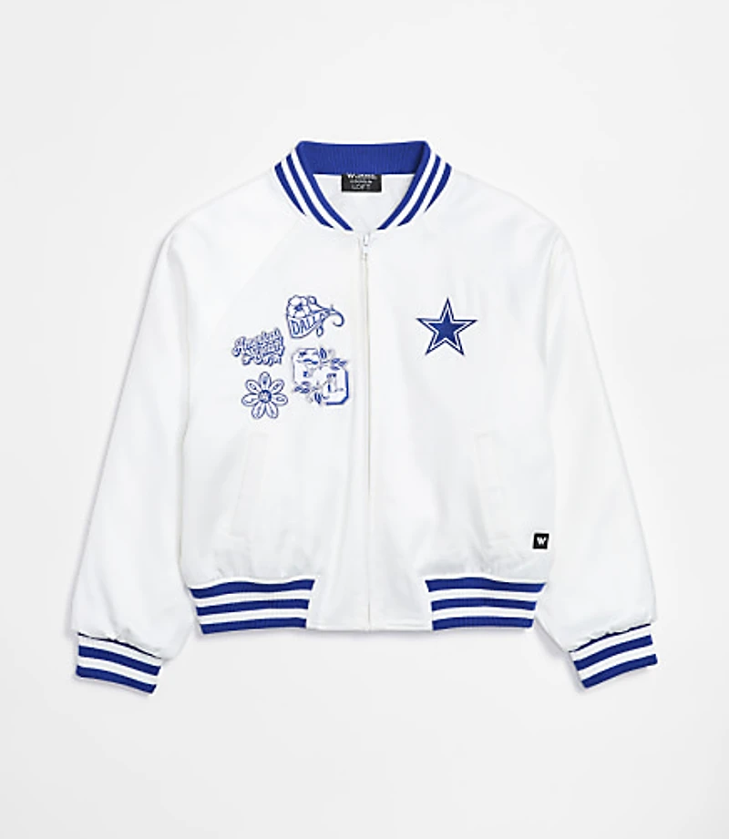 The Wild Collective Dallas Cowboys Unisex Satin Raglan Bomber Jacket