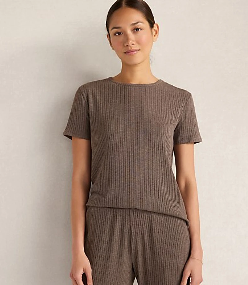 Haven Well Within Drapey Rib Knit Short Sleeve Crewneck