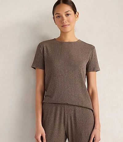 Haven Well Within Drapey Rib Knit Short Sleeve Crewneck