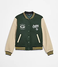 The Wild Collective Green Bay Packers Pearl Varsity Jacket