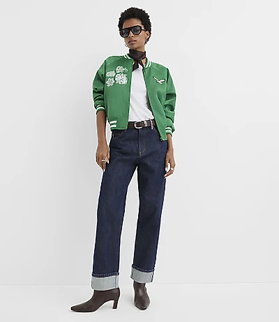 The Wild Collective Philadelphia Eagles Unisex Satin Raglan Bomber Jacket