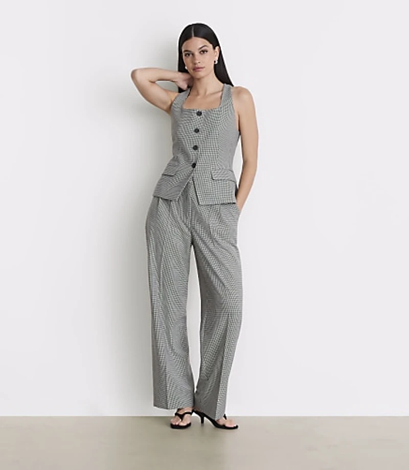 Petite LOFT Versa Seasonless Stretch Halter Vest Mini Houndstooth