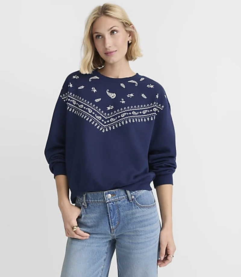 Petite Bandana Print Sweatshirt