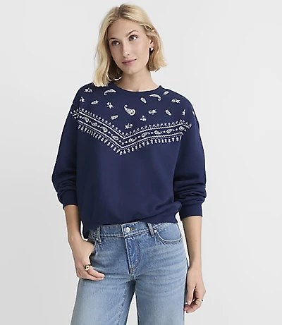 Petite Bandana Print Sweatshirt