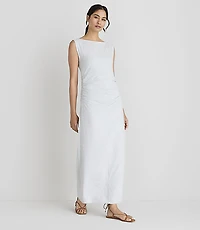 Lou & Grey Heathered Ruched Boatneck Maxi Dress