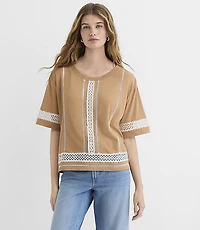 Petite Lace Trim Jersey Tee