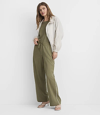 Tall Piped Sawyer Pull On Pants Pinstripe