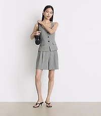 Petite LOFT Versa Seasonless Stretch Double Pleat Shorts Mini Houndstooth