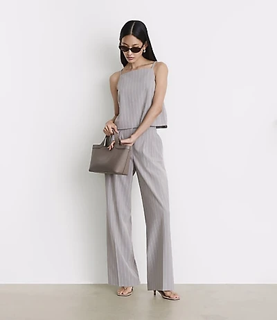 Petite LOFT Versa Seasonless Stretch Double Pleat Relaxed Straight Pants Stripe