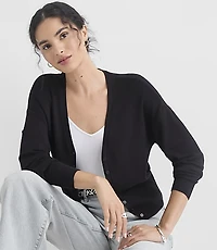 Ribtrim Waist V-Neck Cardigan