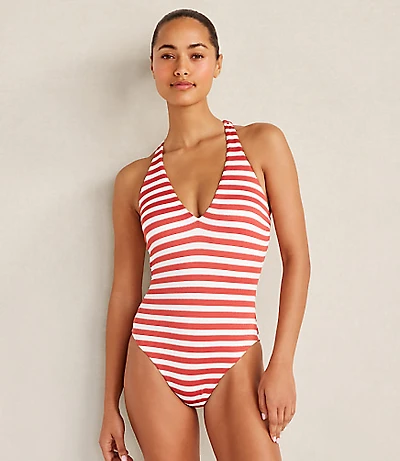 Haven Well Within Textured Stripe V-Neck One-Piece