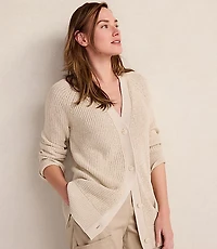 Haven Well Within Linen Tape Yarn Button-Up Cardigan