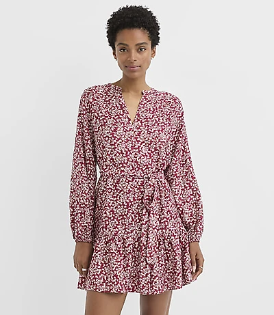 Petite Garden Balloon Sleeve Mini Flounce Dress