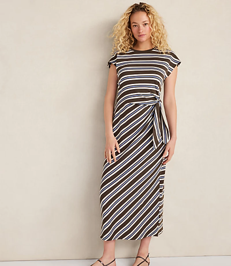 Haven Well Within Organic Cotton Interlock Stripe Midi Knot Dress