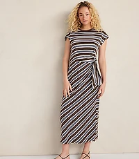 Haven Well Within Organic Cotton Interlock Stripe Midi Knot Dress