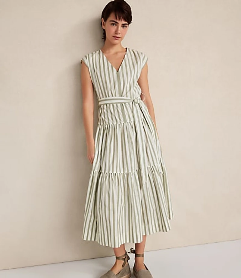 Haven Well Within Organic Cotton Poplin Stripe Tiered Midi Dress