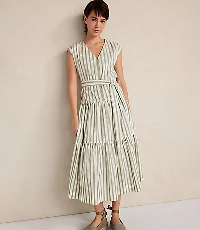 Haven Well Within Organic Cotton Poplin Stripe Tiered Midi Dress