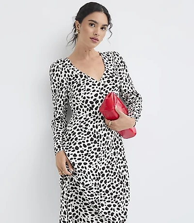 Spotted V-Neck Bias Maxi Dress