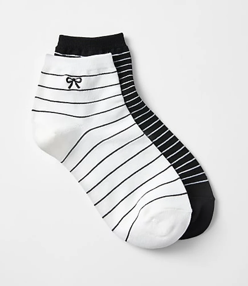 Bow Stripe Ankle Sock Set