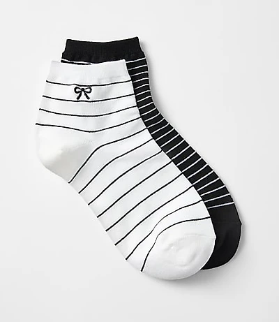 Bow Stripe Ankle Sock Set
