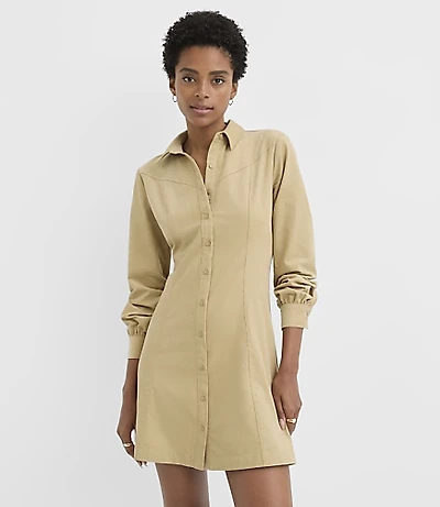 Corduroy Seamed Mini Shirtdress