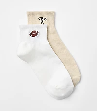 Football & Bow Ankle Sock Set