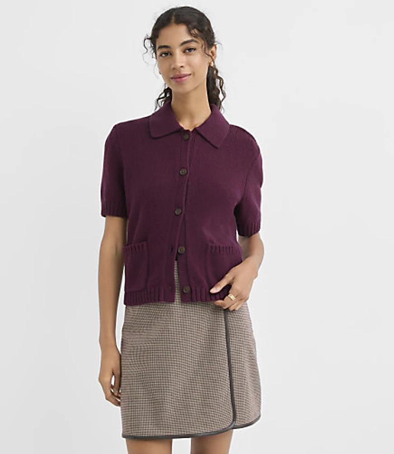 Relaxed Short Sleeve Pocket Cardigan