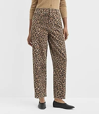 Rivete Petite Curvy High Rise Barrel Jeans Leopard Print