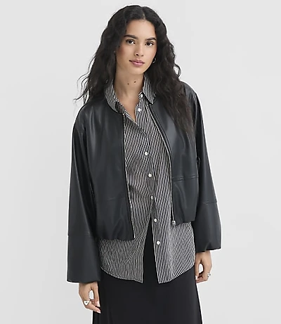Faux Leather Bubble Jacket