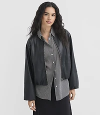 Faux Leather Bubble Jacket