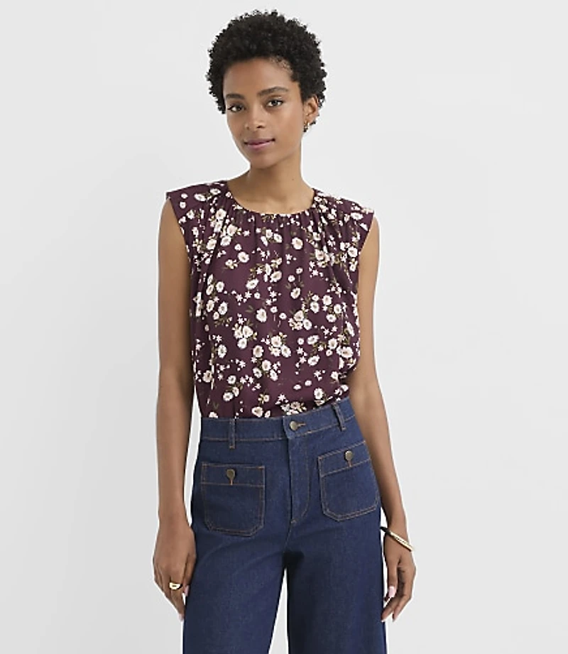Bouquet Shirred Wedge Top
