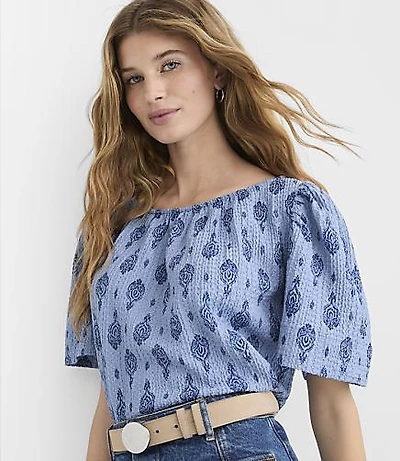 Petite Paisley Flutter Sleeve Top
