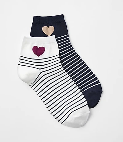 Heart Striped Ankle Sock Set
