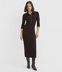 Petite Ribbed Knit Midi Shirtdress