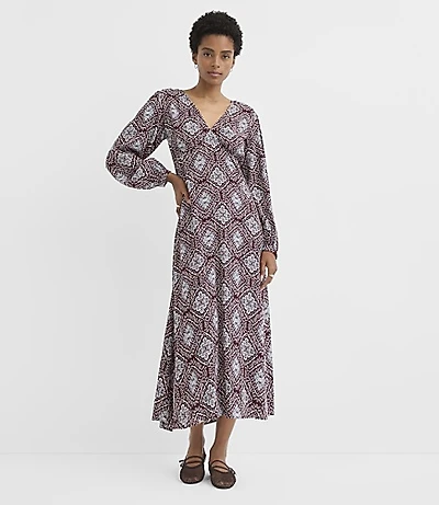 Medallion V-Neck Midi Dress