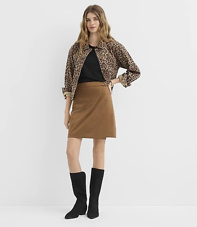 Faux Suede Mini Wrap Skirt