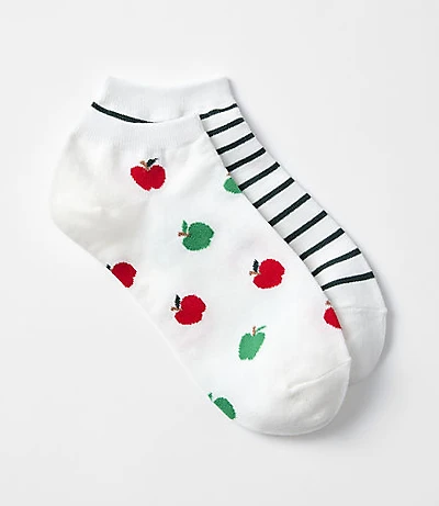 Apple & Stripe Ankle Sock Set
