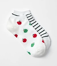 Apple & Stripe Ankle Sock Set
