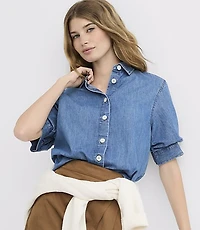 Chambray Puff Sleeve Shirt