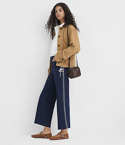 Palmer Wide Leg Crop Pants Striped Twill