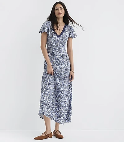 Petite Garden Lace Trim Bias Midi Dress